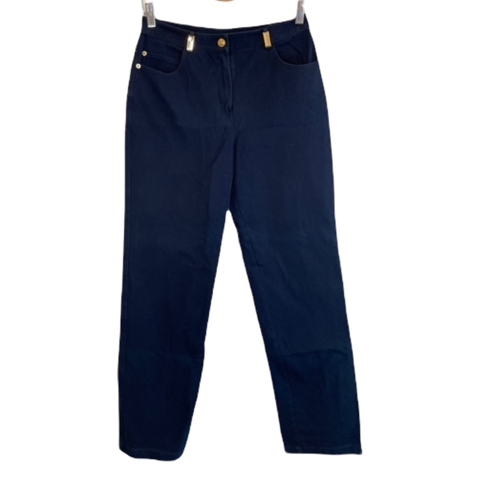 St. John Navy High Rise Cotton Pant 6